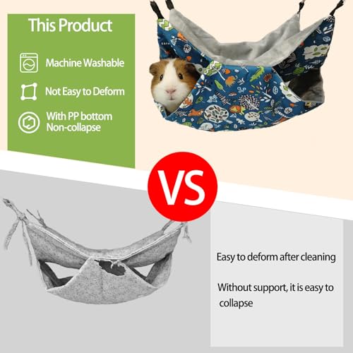 kathson 5 PCS Guinea Pig Hammock Set, Washable Rat Hammock, Guinea Pig Hideout Bed Soft Hamster Hanging Tunnel Mats Small Pets Cage Accessories for Chinchilla, Sugar Glider, Squirrel(Blue) - color: Blue