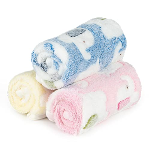 Dono 1 Pack 3 Dog Blankets, Soft Fluffy Fleece Pet Blanket Warm Sleep Mat Paw Print Design Puppy Kitten Throw Blankets Doggy Blanket for Dogs - color: Pink/Blue/Yellow, size: Small(23*16")