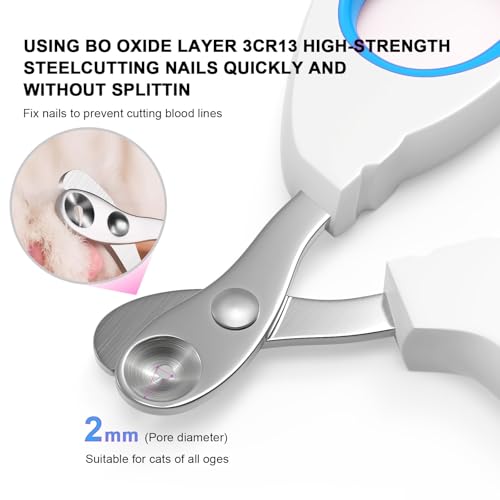 Aogeili Cat Claw Nail Clippers, Beginner Friendly Safety Trimmer, Pet Grooming Essentials Accessories with Stainless Steel Non Slip Handle for Kitten Puppy Rabbit Small Pets - color: blue