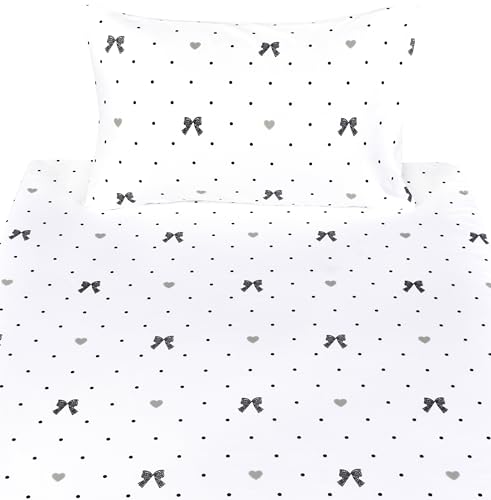 Scientific Sleep Lace Bow Romantic Bowknot Black Dot 100% Cotton 3 Pcs Twin Bed Sheet Set Kids Boys Girls Teen, Flat Sheet & Fitted Sheet & Pillowcase Child Bedding Set (Bow, Twin) - color: Bow, size: Twin