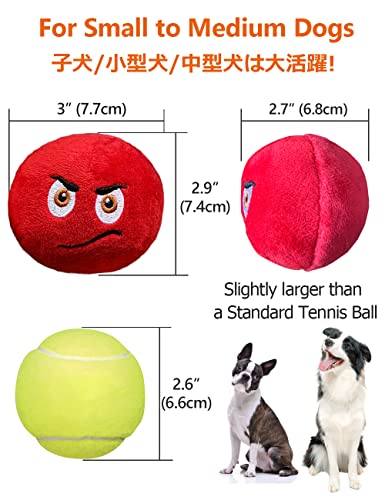 SCHITEC Squeaky Dog Toys, [8 Pack] Soft Stuffed Plush Balls with Squeakers, Interactive Fetch Play for Puppy Small Medium Pets - size: Medium 2.9"