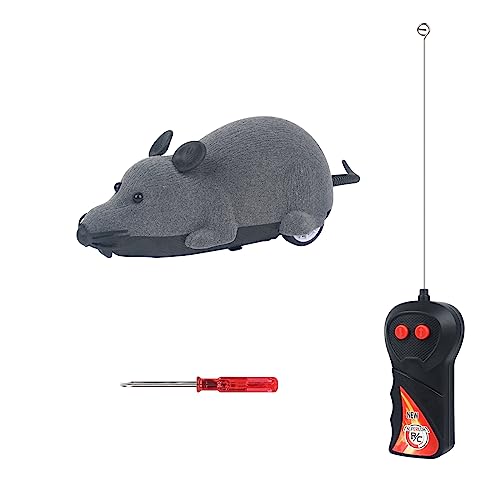 LUVI Remote Control Rat Toy Fake Mouse Flocking Rat Wireless Moving Mouse Cat Toy Dog Toys Funny for Cat Kitten Dog Pet Novelty Gift Trick Playing