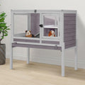 Aivituvin 2-Story Indoor Rabbit Hutch Guinea Pig Cage with Stand, Wooden Bunny Cage Small Animal Cages with Chew-Proof Ramp, Pull-Out Tray & Leakproof PVC Layer (Grey) - color: (Grey)