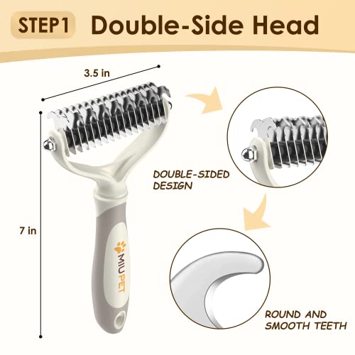 Professional Deshedding Dog Brush Grooming Kits, for Long-Haired Dogs and Cats - Dog Deshedding Brush and Slicker Brush Set 3 in 1 Gift Box for Long Hair Pets like Golden Retriever