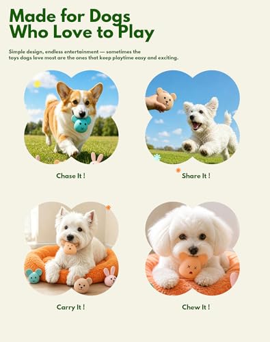 Natural Latex Dog Toys, 4-in-1 Set Bunny & Bear Face Squeaky Teething Clean Puppy Toys, Non-Toxic Fresh Scented Anxiety Relieve Toys for Small Medium Dogs, Boredom Buster Interactive Funny Pet Toys - style: Mammal