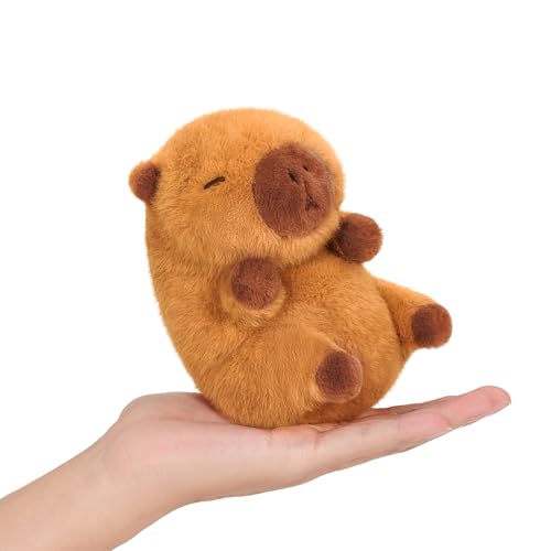 Ditucu Palm-Sized Capybara Stuffed Animals Cute Soft Plush Doll Small Capibara Plushies Toys Gifts for Kids Brown 5 inch - style: Capybara
