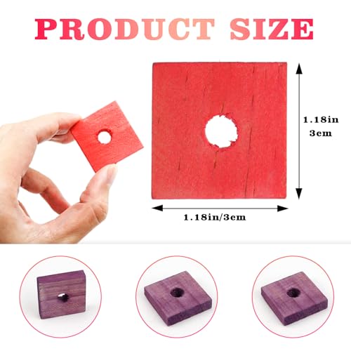 50 Pcs (Mixed Colo) Wood Blocks Bird Parrot Chewing Toys Natural Bird Toys Large Parrot Toys DIY core Accessories for Parrot Playing and Chewing Toys