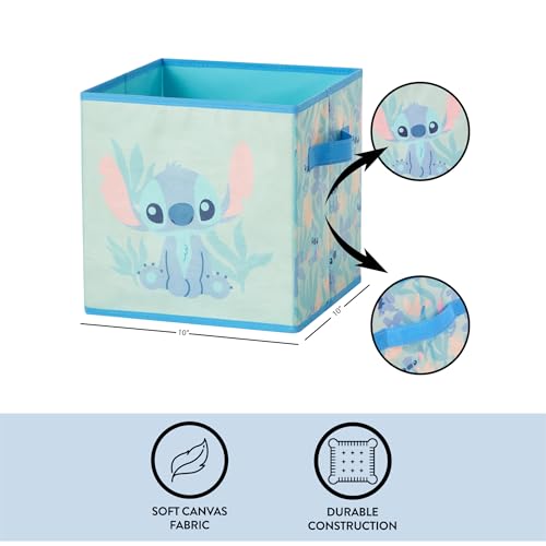 Stitch Storage Cubes Set of 2 Durable Fabric Bins with Handles, 10"x10"x10" Collapsible Cube Organizers - color: Stitch