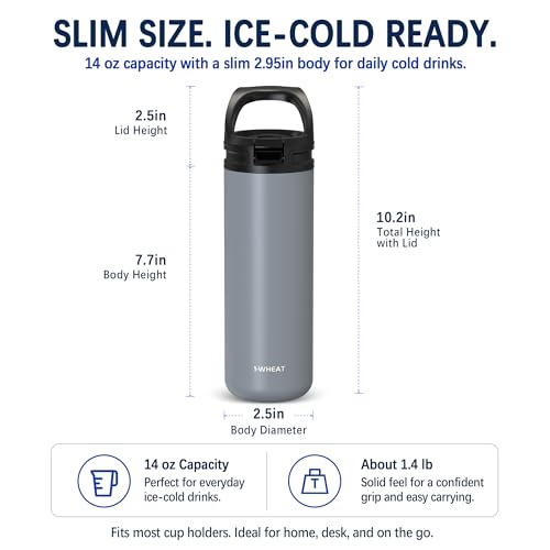 14oz Fast Chill Cup Thermos Bottle, Chills Room-Temperature Drinks to 32°F in 10 Minutes, Stays Below 41°F for 6 Hours, No Ice Needed, Insulated Bottle, No Watered-Down Taste(Gray) - color: Gray