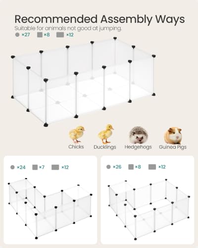 SONGMICS 20 Panels Pet Playpen with Floor, Small Animal Playpen, Pet Fence Indoor, DIY Plastic Enclosure for Guinea Pigs, Bunny, Hamsters, Hedgehogs, 49.2 x 24.8 x 16.5 Inches, White ULPC001W01 - color: White, style: 20 Panels - 49.2"L x 24.8"W x 16.5"H
