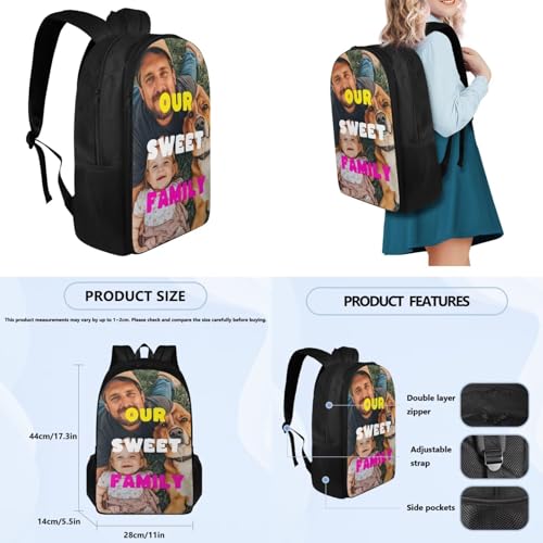 Customized Pattern Backpack for Girls Boys Backpack with Lunch Box Water Bottle Bag and Kawaii Pencil Case 1St Grade 4PCS Set Bookbag with Compartment for Large School Bag - color: Customized Pattern
