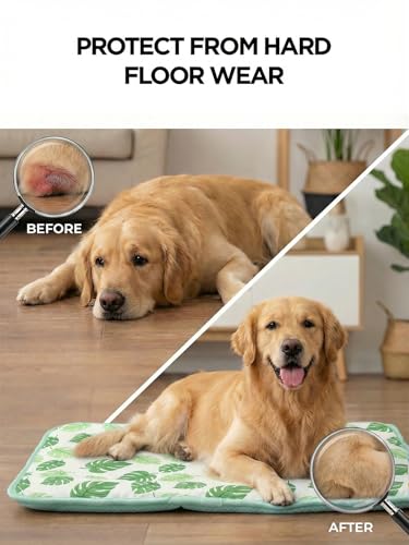 Cooling Mat for Dogs,Stylish Patterns,Self Cooling Indoor Outdoor | Instant Cooling,No Gel,100%Non-Toxic,Claw-Proof,Anti-Slip,Washable,for dog creat,dog bed,Leaf XL - color: Leaf, size: 43"x32"(X-Large)