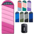 Cotton Flannel Lined Sleeping Bag for Adults Teens Kids, Cold Weather & Warm, 3 Seasons, Lightweight Compact Camping Essentials Equipment, Hiking, Outdoor, Travel - color: Deep Pink & Light Pink