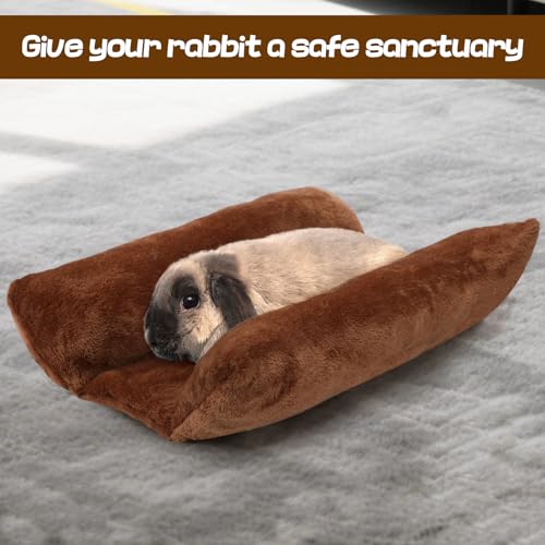 15.7" x 14" Soft Bunny Bed - Rabbit Bed, Warm Cuddle Cushion Plush Mat for Guinea Pig, Ferret, Small Animal - Brown - color: Brown