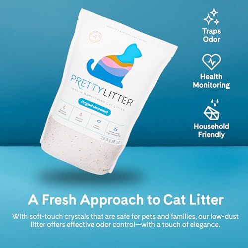 PrettyLitter Health Monitoring Cat Litter, Unscented, 6 lb. Bag | Up to 1 Month Supply, Non-Clumping, Advanced Odor Control, Automatic Litter Box Compatible, Color Changing Silica Crystals - size: 6 LB