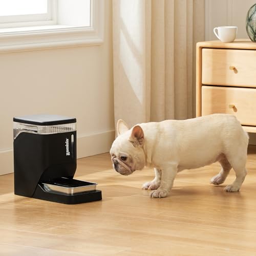 ZOMISIA Automatic Dog Water Dispenser 6L with Stainless Steel Bowl, Automatic Water Bowl Dispenser for Cats, 1.6 Gallon Pet Waterer 100% BPA Free, Black - color: Black, size: 6L