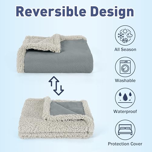 Kritter Planet Waterproof Pet Blanket, Reversible Throw for Dogs and Cats | 50 x 60 Inch, Washable Sofa and Bed Protector, Shields Furniture from Fur, Dirt, Scratches and Everyday Spills - color: Gray/Taupe, size: 60"x50"