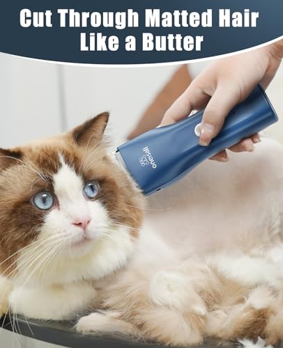 oneisall Pet Clippers for Cat Matted Hair, Quiet Pet Shaver for Cats | Waterproof Cordless Cat Clippers for Matted Long Hair with Storage Bag,Lightweight and Easy to Use for Cat, Pet, Small Dog - color: Blue, size: Standard
