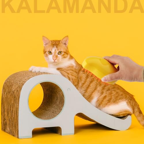 Cat Steam Brush, 3 in 1 Dog Steamy Brush Cleanser, Silicone Massage Grooming Comb, Pet Hair Cleaning Misting Comb for Cats Dogs(Mango Yellow) - color: Mango Yellow