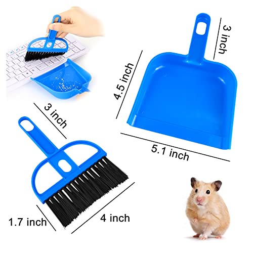 WishLotus Mini Dustpan and Brush Set, Portable Exquisite Pet Waste Cleaning Kit, Hamster Sand Scooper Cage Cleaning Tool for Small Pets Guinea Pigs Hedgehogs Hamsters Chinchillas Rabbits (Dark Blue) - color: Dark Blue