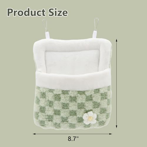 Litewoo Sugar Glider Sleeping Pouch Winter Warm Plush Hamster Sleeping Bag Bed Hideout Hanging Nest Bed for Small Animal Sugar Glider Rat Hamster Squirrel Chipmunk Hedgehog (Green) - color: Green