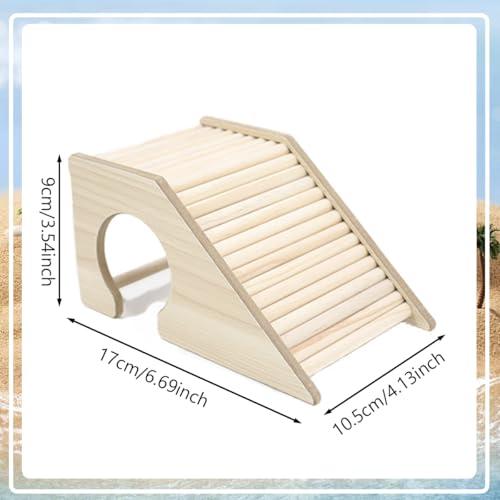 Hermit Crab Hideout with Ramp, Wooden Climbing Toys, Aquarium Ladder Bridge Ramp Toy, Small Animals Tank or Cage Accessories, Hermit Crab Habitat