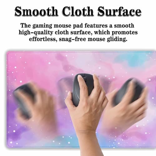 Gaming Pink Mouse Pad Purple Game Mat Big Mouse Pads Desk Mat for Women Computer Mat Pc Gaming Mouse Pad Waterproof Non-Slip Rubber Base 35.4" X 15.7" for Game Office, Starry Sky Cute - color: Purple Starry Sky