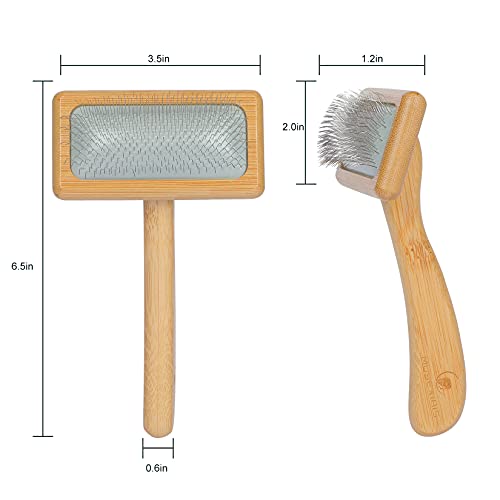 Muse&Iris Dog & Cat brush, Pet Slicker Brush with Bamboo Handle for Large Medium & Short Hair Elegant Grooming Comb for Removing Shedding, Tangles and Dirt