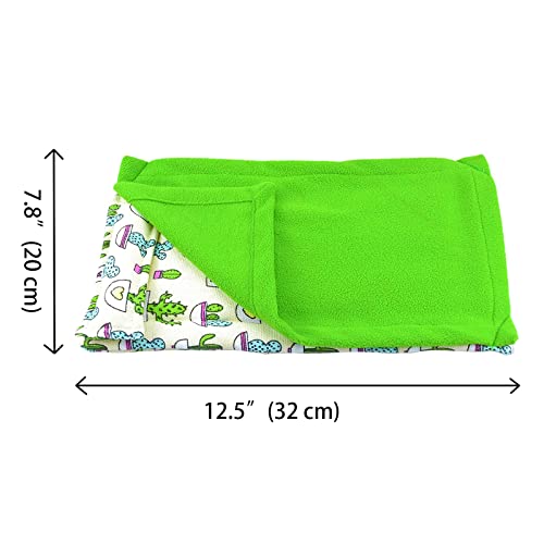 Dnoifne Reptile Sleeping Bag, Reptile Pets' Sleeping Bag Set with Pillow and Blanket, Hideout Habitat with Soft Warm for Bearded Dragon Leopard Gecko Lizard (Green Blanket) - size: Green Rectangle