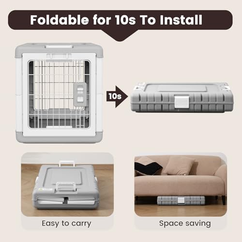 Collapsible Dog Crate for Medium/Small Dogs - 28" L Foldable Dog Cage No-Tool Assembly, Travel Dog Crate with 2 Wheels - Easy to Carry, Space-Saving, Indoor Outdoor Use, 27.96"(L) X18.3(W) X20.87(H) - size: 28.0"L x 18.3"W x 20.9"H