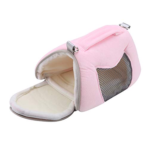 Breathable Small Pet Carrier Bag, Pet Carrying Bag for Hamster Gerbil Rat Ferret, Mesh Ventilated Travel Outdoor Bag with Shoulder Strap for Small Animals (Pink) - color: Pink
