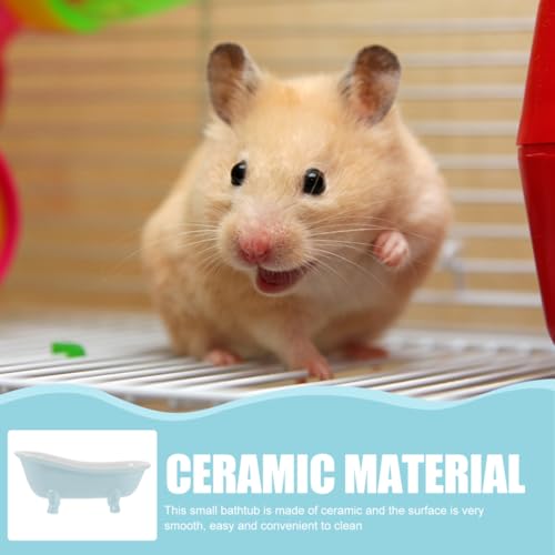 Abaodam Hamster Bathtub Ceramic Mini Bath Tub Small Pet Supplies Sand Bath Container for Hamster Chinchilla Cage Habitat Decor Smooth Surface Easy Clean 6.14 X 3.34 X 2.75 in