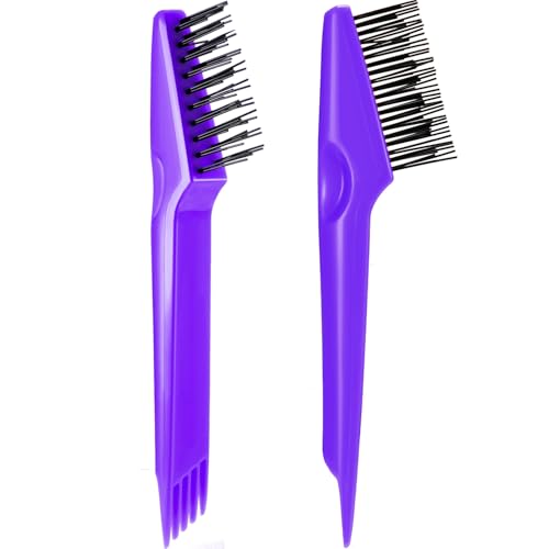 Yaomiao 2 Pcs Hair Brush Cleaner Tool 2-in-1, Purple Hairbrush Cleaner for Removing Hair Dust, Mini Comb for Removing Dirt, Home Salon Use - color: Purple