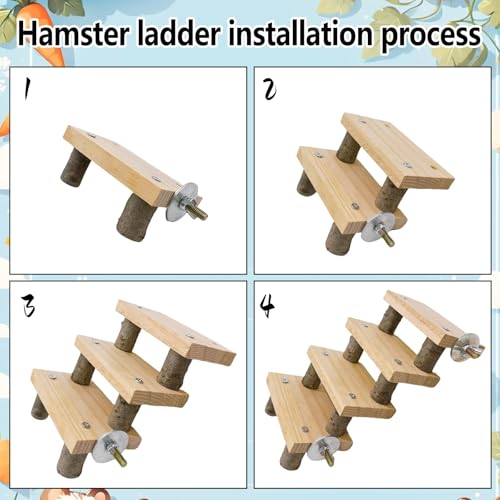 Hamiledyi Hamster Climbing Toys Wood Hanging Hammock Ladder Set Toys Cage Accessories for Syrian Hamster Gerbil Mice