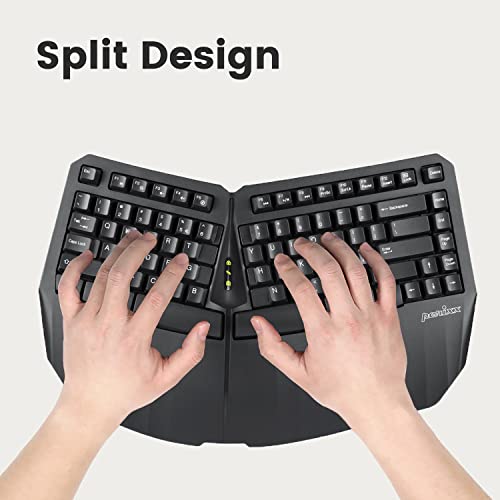 Perixx PERIDUO-813B US, Wireless Ergonomic Compact Keyboard and Vertical Mouse - Multi-Device - Black - US English