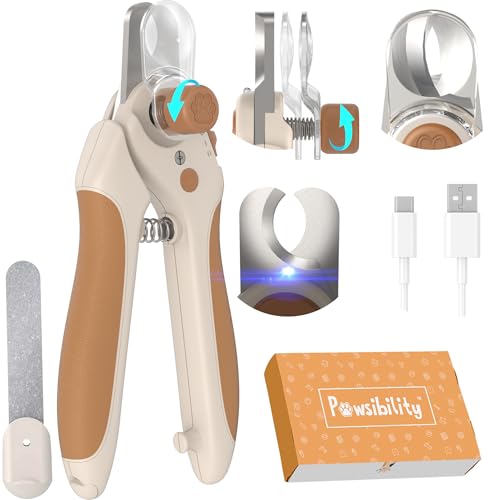 Pet Nail Clipper PRO 2026 - Quick-Vision LED Light | 2-Stage Adjustable Professional-Grade Blade | Adjustable Magnifier Safety Guard - for Cats, Small, Medium and Large Dogs - Brown - color: Brown