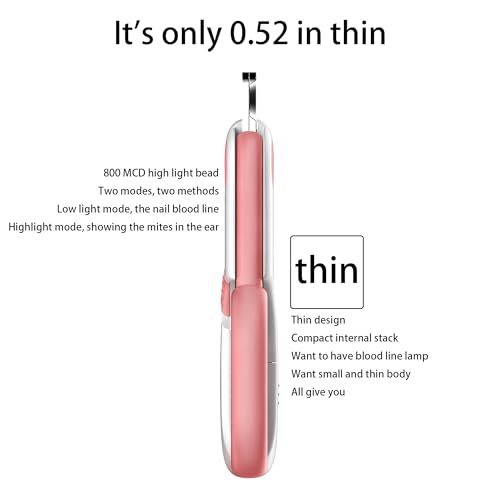 Pet nail clippers with LED Lights cat nail clippers for indoor cats nail trimmer clippers for small dog nail trimmers Cats rabbits nail clippers Bird Kittens (Pink) - color: Pink