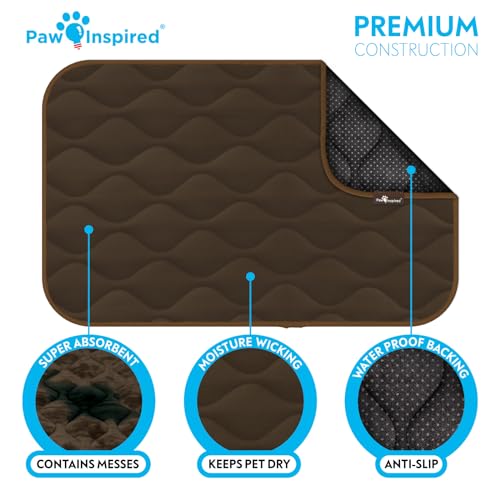 Paw Inspired Washable Padded Crate Mats for Dogs, Dark Brown, 29x18 Inch | Fits 30-inch Kennels, Leakproof, Waterproof Bottom, Plush Dog Pad, Pet Bed - color: Dark Brown, size: 30 Inch