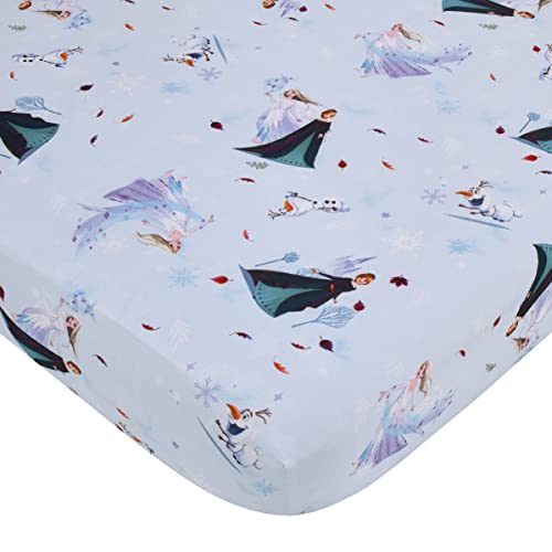 NoJo Disney Frozen Winter Cheer Lavender, Aqua and White Anna, Elsa and Olaf 2 Piece Toddler Sheet Set - Fitted Bottom Sheet and Reversible Pillowcase - color: Frozen Winter Cheer