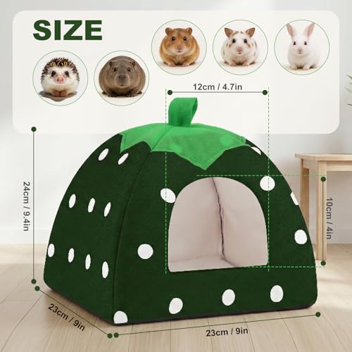 Guinea Pig Bed Rabbit Hideout Warm Fleece Cuddle Cup Washable Sleeping House for Small Animals Pet/Ferret/Chinchilla/Bunny (Drak Green) - color: Drak Green