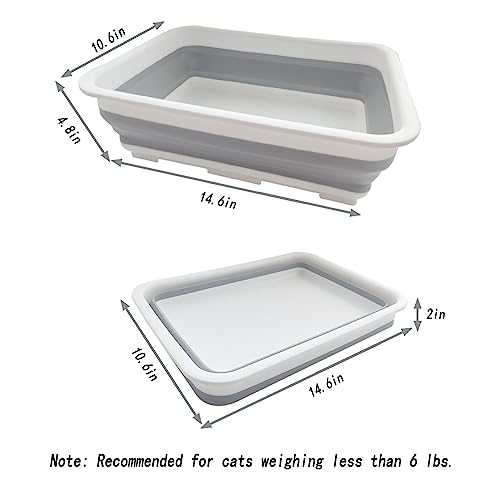 Collapsible Kitten Litter Box Low Entry Small Cat Litter Box S | 14.6 x 10.6 x 4.8 inch Shallow Travel Litter Box For Senior Cats Open Cat Potty Pan Cat Toilet (Small gray 1pcs) - color: Gray, size: Small