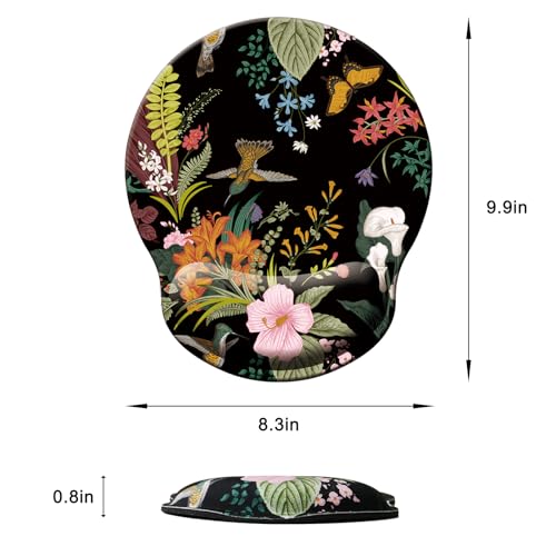 Mouse Pad with Wrist Support, Ergonomic Mouse Pad with Memory Foam Wrist Rest Cushion, Non-Slip Rubber Base Gaming Mice Pad for Home Office Computer Laptop, Flowers Birds - color: M40-Flowers birds