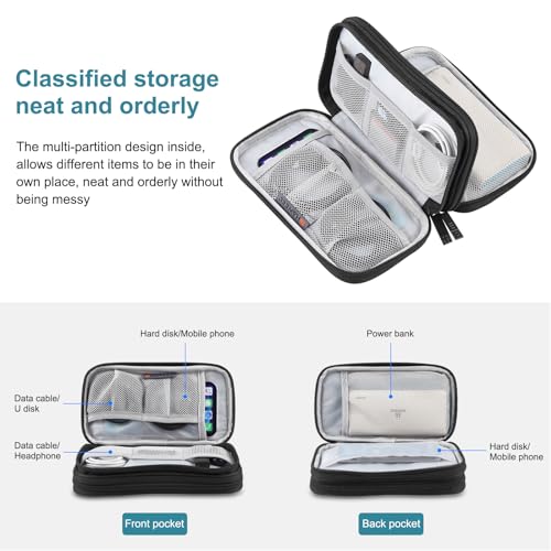 Electronic Accessories Carry Case, Electronic Accessories Organizer Carry Bag, Travel Cable Organizer Pouch, Portable Waterproof Double Layers All-in-One Storage Bag for Cord, Charger, Earphones (M) - size: M