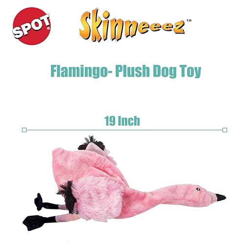 SPOT Skinneeez Flamingo 19 Inch Stuffing-Free Plush Dog Toy with Dual Squeakers – Long Interactive Chew Toy for Medium and Large Dogs – Mess-Free Play for Light & Moderate Chewers - style: Flamingo
