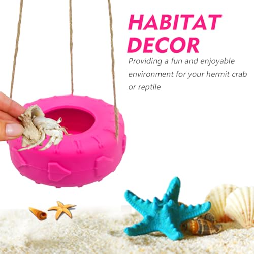 Colours Hermit Crab Tire Swing,Suction Cup Hook Climbing Toy,Hermit Crab Terrarium Accessories - A Must-Have for Any Reptile Amphibian Small Aquatic Animals Lover（Pink） - color: Pink