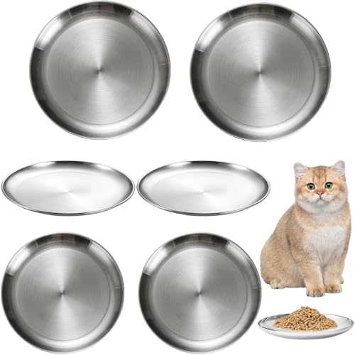 12 Stainless Steel Cat Food Bowls, Small Flat 6.7 inch Wet Feeding Dish, Perfect for Kittens, Cat, Ferrets, Stray Cats (6.7Inch 6Pcs) - size: 6.7Inch 6Pcs