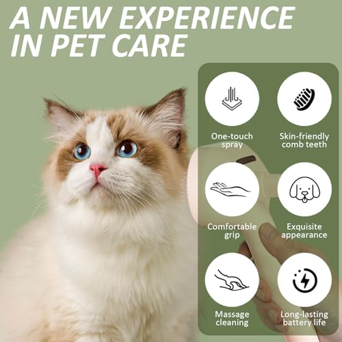 3 In 1 Self Cleaning Steamy Pet Brush, Cat & Dog Steam Brush Spray Hair Removal Comb - Anti-Static, Dog Grooming Tool with Steam & Self-Cleaning, Skin-Friendly Design + Bathing Solution