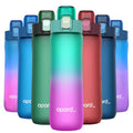Opard Zip 20oz Plastic Water Bottle Dishwasher Safe, Leakproof Flip-Top Lid, BPA Free Tritan, Wide Mouth Reusable Kids Water Bottle for School Hiking Commuting Outdoor Travel and Gym - color: Bubblegum Cyan Pink, style: 20 oz - Fast Flow