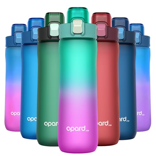 Opard Zip 20oz Plastic Water Bottle Dishwasher Safe, Leakproof Flip-Top Lid, BPA Free Tritan, Wide Mouth Reusable Kids Water Bottle for School Hiking Commuting Outdoor Travel and Gym - color: Bubblegum Cyan Pink, style: 20 oz - Fast Flow