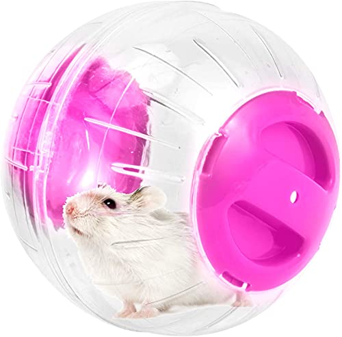 Mini New Cute Dwarf Hamster Running Ball 4.7 Inches Crystal Ball for Hamsters Small Silent Exercise Wheel Small Cage Accessories Suitable for Hamsters Less Than 4 inches 10 cm in Length (Pink) - color: Pink